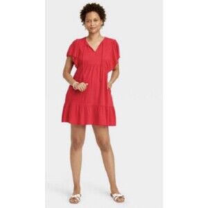 Knox Rose Dress Knee Length tea Ruffled Boho Women’s summer dress Small